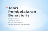 Teori Pembelajaran Behavioris