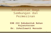 1 Rekabentuk Bagi Sambungan dan Permesinan EBB 224 Rekabentuk Bahan Kejuruteraan Dr. Zuhailawati Hussain.