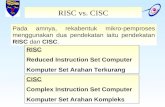 RISC vs. CISC Pada amnya, rekabentuk mikro-pemproses menggunakan dua pendekatan iaitu pendekatan RISC dan CISC. RISC Reduced Instruction Set Computer Komputer.