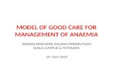 MODEL OF GOOD CARE FOR MANAGEMENT OF ANAEMIA JABATAN KESIHATAN WILAYAH PERSEKUTUAN KUALA LUMPUR & PUTRAJAYA 12 th JULY 2013.