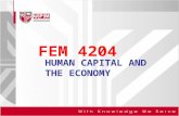 FEM 4204 HUMAN CAPITAL AND THE ECONOMY. Nama Pensyarah: Prof Madya Dr. Sharifah Azizah Haron Jabatan Pengurusan Sumber dan Pengajian Penguna, Fakulti.