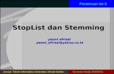 StopList dan Stemming yasmi afrizal  yasmi_afrizal@yahoo.co.id