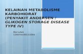 KELAINAN METABOLISME KARBOHIDRAT (PENYAKIT ANDERSEN /  GLIKOGEN STORAGE DISEASE TYPE IV )