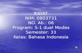 KAYAT NIM: 0803731 NO. Ab.: 06 Program: S-1 duel Modes Semester: 33 Kelas: Bahasa Indonesia