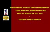 JABATAN KERJA RAYA SABAH - kkr.gov.my 2011 KKRM Pinang_JKR Sabah.pdf · Memastikan bilangan projek lewat jadual tidak melebihi 5% ... Jurutera (Mekanikal) 1 1 1 12 Jurutera (Elektrikal)