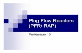 Plug Flow Reactors (PFR/ RAP) · PDF fileNeraca Massa: Tinjau reaksi: A + cC (15.2-1) Untuk mendapatkan volume: P 2di tk dl ti (15.2-2) Pers 2 dinyatakan dalam space time 0 (15.2-3)