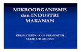 MIKROORGANISME DALAM INDUSTRI MAKANAN - …tekpan.unimus.ac.id/.../2014/04/P1-MIKROORGANISME-DAN-INDUST… · MIKROBIOLOGI INDUSTRI Memanfaatkan mo sbg kompnen untuk industri Produk