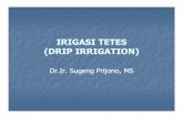 IRIGASI IRIGASI TETES TETES (DRIP IRRIGATION) · PDF fileIrigasi Tetes Definisi: suatu sistem untuk memasok air (dan pupuk) tersaring ke dalam tanah melalui suatu pemancar (emiter