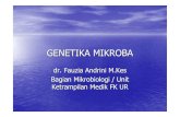 GENETIKA MIKROBA -   · PDF filePendahuluan ASPEK BESAR YG DIPELAJARI DALAM GENETIKA MIKROBA : struktur danorganisasidarimaterial genetik replikasidanekspresidariinformasi genetik
