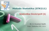 Analisis Statistika (STK511) - Home | .: Department of … ·  · 2016-08-30•Diagram Dahan Daun •Diagram Kotak Garis •Plot Garis •Scatter Plot •Survival Plot 8. Penyajian