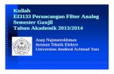 Kuliah EI3133 Perancangan Filter Analog Semester Ganjil ... · SILABUS Definisi Filter dan klasifikasinya Terminologi : Filter Analog vs Filter Digital Spesifikasi Filter dan Fungsi