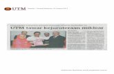 Sumber : Utusan Malaysia, 20 Januari 2012 - utm.my · MOHD. Azraai Kassim (kanan) menyerahkan Nota Serah Tugas kepada Rose Alinda Alias (kiri) dengan disaksikan oleh Zaini Ujang pada