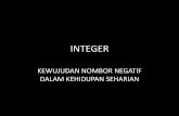 INTEGER - Weebly · INTEGER •Integer termasuk nombor bulat positif, nombor bulat negatif, dan sifar. •Integer = {… -5, -4, -3, - 2, -, , , , , , , …} CABARAN MINDA •Apakah