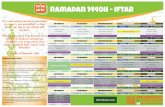 Ramadan 1440H - Iftar€¦ · Nasi Goreng 'Seafood' Telor Kicap Paru Belado Bagedil Terong Belado Sayur Tumis Air Sayur Goreng Monday Tuesday Wednesday Thursday Friday Public Holiday