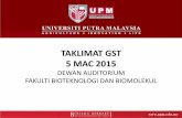 TAKLIMAT GST 5 MAC 2015 - Universiti Putra Malaysia · 1 Pemantauan laporan penilaian sebutharga dan tender Laporan penilaian teknikal perlu di sediakan oleh pihak PTJ dalam tempoh