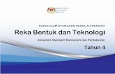 Reka Bentuk dan Teknologi - onestoplist.com · mempunyai kemahiran berfikir seperti yang terkandung dalam Pelan Pembangunan Pendidikan Malaysia 2013 – 2025 (PPPM). KSSR RBT diajar