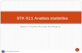 STK 511 Analisis statistika - IPB University...Analisis Korelasi Mengukur keeratan/kekuatan hubungan antar 2 peubah Dinyatakan dalam suatu ukuran nilai Koefisien korelasi (rxy atau