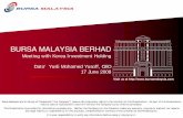 BURSA MALAYSIA BERHADbursa.listedcompany.com/misc/MeetingwithInvestors08.pdf · 2008-06-18 · 2 OBefore 2001- Separate exchanges – KLSE, KLOFFE, COMMEX, MESDAQ O2001 - Consolidation