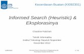 Informed Search (Heuristic) & Eksplorasinyashare.its.ac.id/.../1/4._Informed_Search_Heuristic... · Informed Search Strategies • Uninformed Search : menggenerate state baru, di