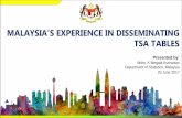 MALAYSIA’S EXPERIENCE IN DISSEMINATING TSA TABLES · 2017. 7. 6. · 2 Conferences i. The 1st ISM International Conference @ Johor, Malaysia 2012 ii. Second National Statistics
