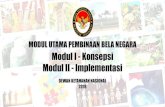 Modul I - Konsepsi Modul II - Implementasi · 2019. 4. 26. · MODUL IMPLEMENTASI memuat materi sbb: DEFINISI BELA NEGARA & AKSI NASIONAL BELA NEGARA Penggenapan Nilai-Nilai Dasar