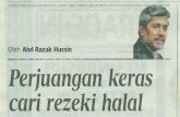 Oleh Abd Razak Hussin Perjuangan keras cari rezeki halal · 2018. 4. 9. · syarahan pengukuhan seorang teman Dr Ramdan Pani- goro yang baru dinaikkan pangkat sebagai profesor atau