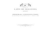 LAWS OF MALAYSIA · 2015. 1. 6. · Operation of transitional provisions of Malaysia Act 160. Interpretation. 160A. Reprint of the Constitution 160B. Authoritative text PART XIIA