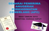 BAGI TAHUN 2015 HOSPITAL SUNGAI SIPUT · 2017. 3. 28. · Title: SENARAI PENERIMA ANUGERAH PERKHIDMATAN CEMERLANG (APC) Author: user Created Date: 6/8/2016 2:23:57 PM
