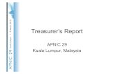 Treasurer’s Report - APNIC · 2018. 1. 10. · Treasurer’s Report APNIC 29 Kuala Lumpur, Malaysia. Financial Status 2009 •Financial report in Australia dollars •Completed