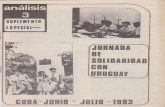 CUBA-JUNID JULIO -1983 · 2021. 3. 14. · análisis IA JORNADA Bajo el. lema "UNIDOS EN LA LUCHADOR UN URUGUAY LIBERADO", se realizó en Cuba entre el 17 y el 29 de junio, la Jornada