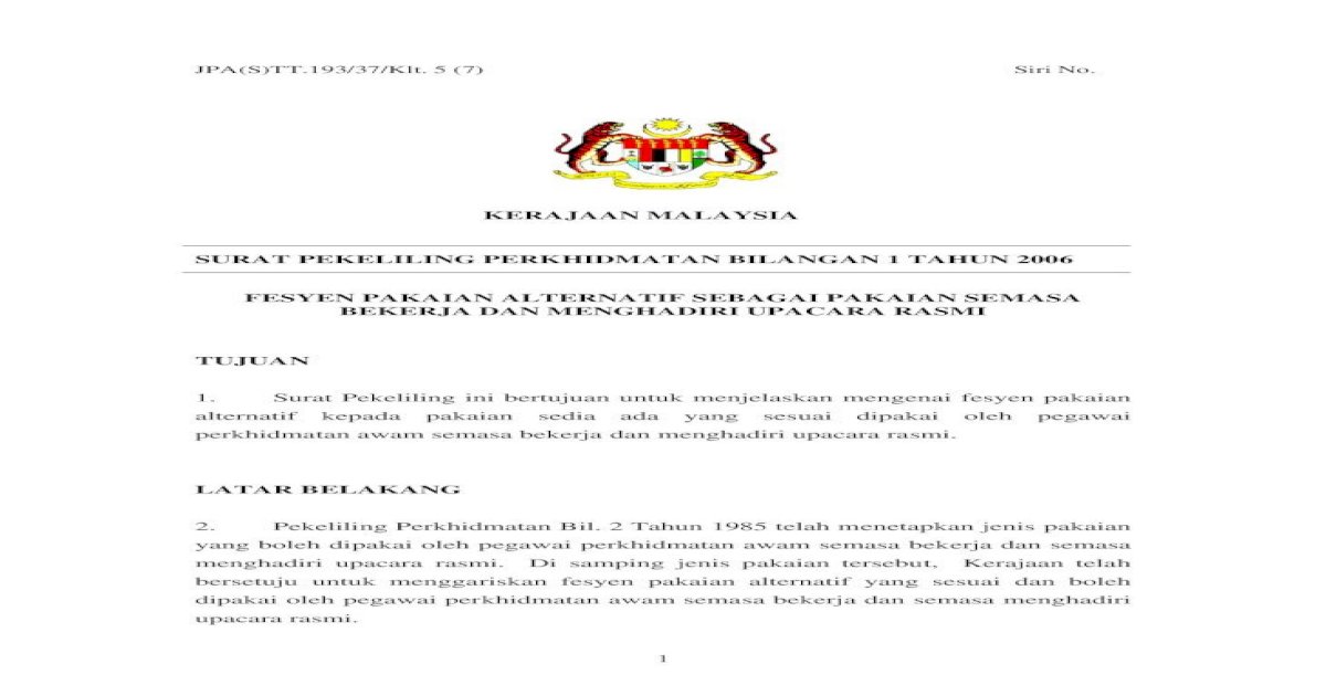 Surat Pekeliling Kkm Bil 1 Tahun 2019